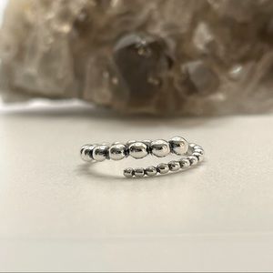 NEW! 925 Sterling Silver beaded style wrap ring.